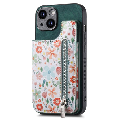 Retro Painted Zipper Wallet Back Phone Case, For iPhone 13, For iPhone 12, For iPhone 12 Pro Max, For iPhone 12 Pro