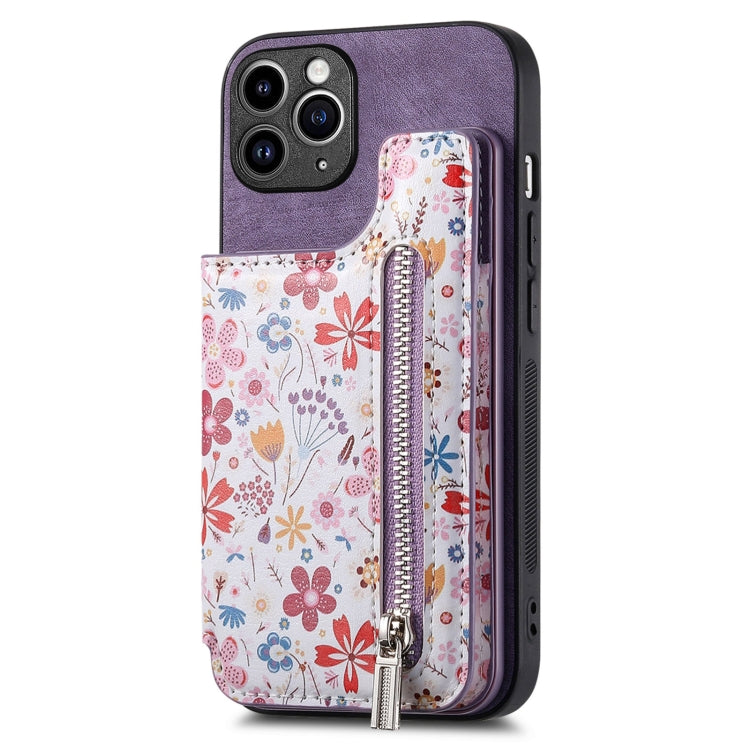 Retro Painted Zipper Wallet Back Phone Case, For iPhone 11 Pro Max, For iPhone 11, For iPhone 11 Pro, For iPhone X / XS