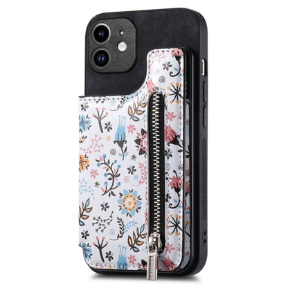 Retro Painted Zipper Wallet Back Phone Case, For iPhone 11 Pro Max, For iPhone 11, For iPhone 11 Pro, For iPhone X / XS