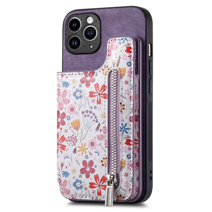 Retro Painted Zipper Wallet Back Phone Case, For iPhone 11 Pro Max, For iPhone 11, For iPhone 11 Pro, For iPhone X / XS