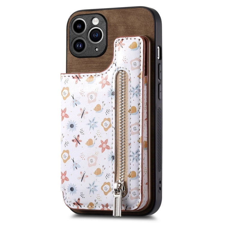 Retro Painted Zipper Wallet Back Phone Case, For iPhone 11 Pro Max, For iPhone 11, For iPhone 11 Pro, For iPhone X / XS
