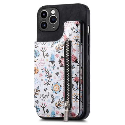 Retro Painted Zipper Wallet Back Phone Case, For iPhone 11 Pro Max, For iPhone 11, For iPhone 11 Pro, For iPhone X / XS