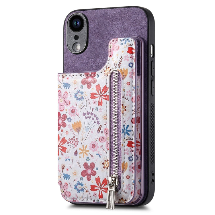 Retro Painted Zipper Wallet Back Phone Case, For iPhone XR, For iPhone XS Max, For iPhone 7 Plus / 8 Plus, For iPhone 6 Plus / 6s Plus
