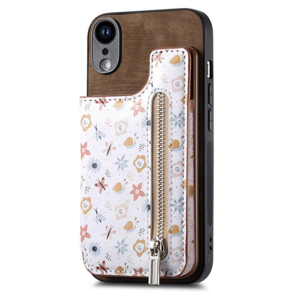 Retro Painted Zipper Wallet Back Phone Case, For iPhone XR, For iPhone XS Max, For iPhone 7 Plus / 8 Plus, For iPhone 6 Plus / 6s Plus
