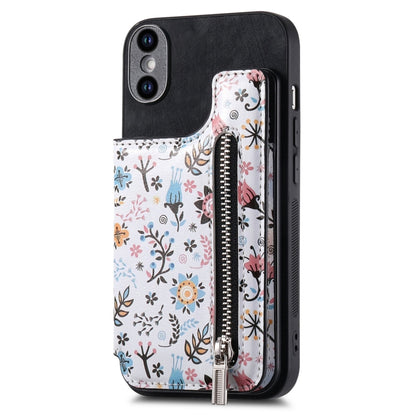 Retro Painted Zipper Wallet Back Phone Case, For iPhone 11 Pro Max, For iPhone 11, For iPhone 11 Pro, For iPhone X / XS