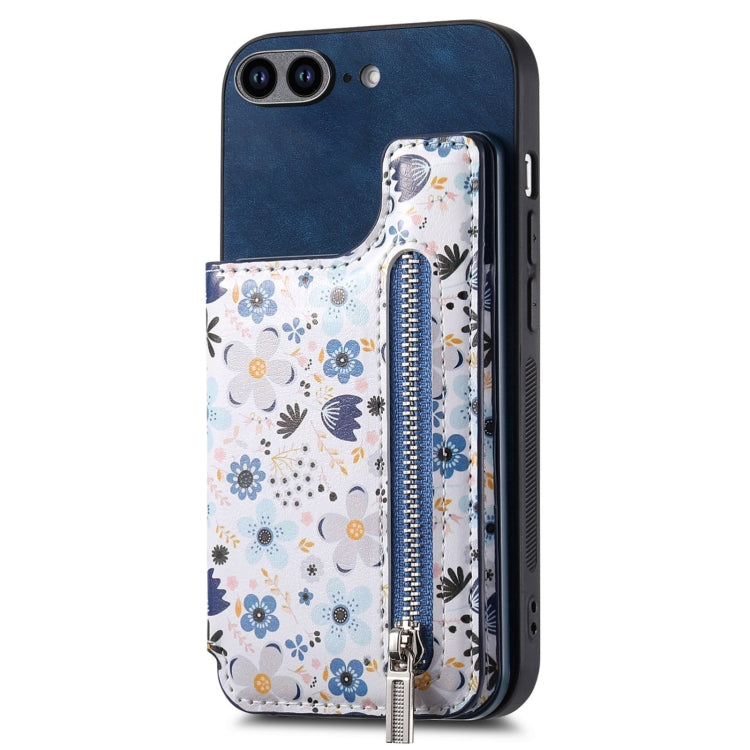 Retro Painted Zipper Wallet Back Phone Case, For iPhone XR, For iPhone XS Max, For iPhone 7 Plus / 8 Plus, For iPhone 6 Plus / 6s Plus