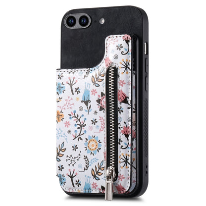 Retro Painted Zipper Wallet Back Phone Case, For iPhone XR, For iPhone XS Max, For iPhone 7 Plus / 8 Plus, For iPhone 6 Plus / 6s Plus