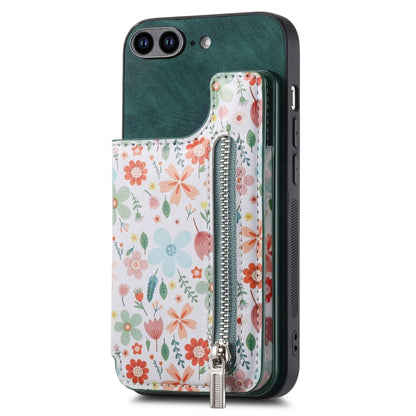 Retro Painted Zipper Wallet Back Phone Case, For iPhone XR, For iPhone XS Max, For iPhone 7 Plus / 8 Plus, For iPhone 6 Plus / 6s Plus