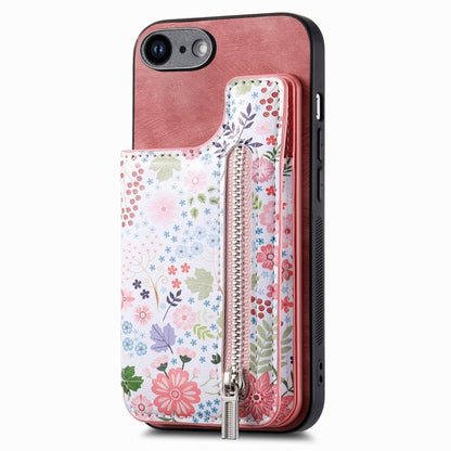 Retro Painted Zipper Wallet Back Phone Case, For iPhone 16, For iPhone 7 / 8 / SE 2022, For iPhone 13 Pro Max, For iPhone 13 Pro