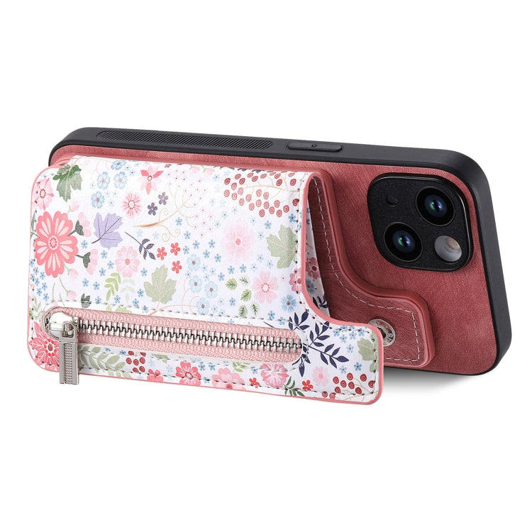Retro Painted Zipper Wallet Back Phone Case, For iPhone 6 / 6s