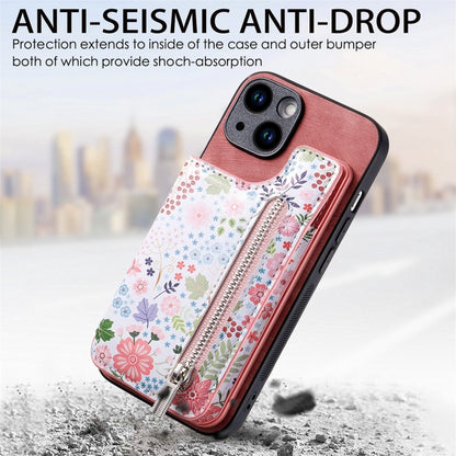 Retro Painted Zipper Wallet Back Phone Case, For iPhone 6 / 6s