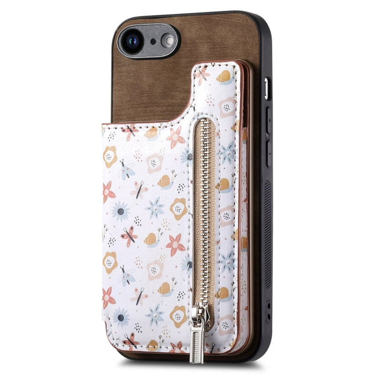 Retro Painted Zipper Wallet Back Phone Case, For iPhone 6 / 6s