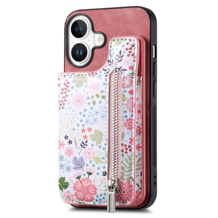 Retro Painted Zipper Wallet Back Phone Case, For iPhone 16, For iPhone 7 / 8 / SE 2022, For iPhone 13 Pro Max, For iPhone 13 Pro