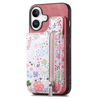 Retro Painted Zipper Wallet Back Phone Case, For iPhone 16, For iPhone 7 / 8 / SE 2022, For iPhone 13 Pro Max, For iPhone 13 Pro