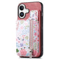 Retro Painted Zipper Wallet Back Phone Case, For iPhone 16, For iPhone 7 / 8 / SE 2022, For iPhone 13 Pro Max, For iPhone 13 Pro