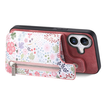 Retro Painted Zipper Wallet Back Phone Case, For iPhone 16, For iPhone 7 / 8 / SE 2022, For iPhone 13 Pro Max, For iPhone 13 Pro