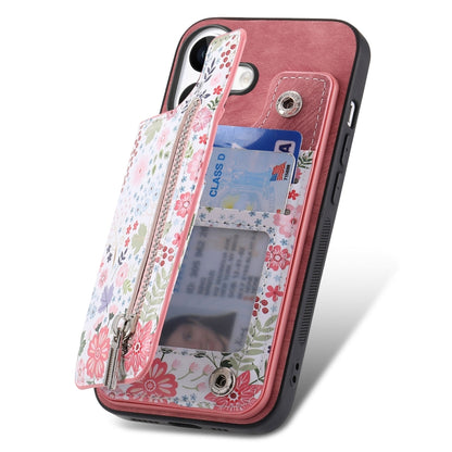 Retro Painted Zipper Wallet Back Phone Case, For iPhone 16, For iPhone 7 / 8 / SE 2022, For iPhone 13 Pro Max, For iPhone 13 Pro