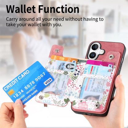 Retro Painted Zipper Wallet Back Phone Case, For iPhone 16, For iPhone 7 / 8 / SE 2022, For iPhone 13 Pro Max, For iPhone 13 Pro