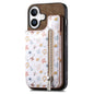 Retro Painted Zipper Wallet Back Phone Case, For iPhone 16, For iPhone 7 / 8 / SE 2022, For iPhone 13 Pro Max, For iPhone 13 Pro