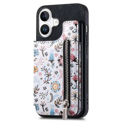 Retro Painted Zipper Wallet Back Phone Case, For iPhone 16, For iPhone 7 / 8 / SE 2022, For iPhone 13 Pro Max, For iPhone 13 Pro
