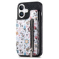 Retro Painted Zipper Wallet Back Phone Case, For iPhone 16, For iPhone 7 / 8 / SE 2022, For iPhone 13 Pro Max, For iPhone 13 Pro