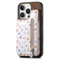 Retro Painted Zipper Wallet Back Phone Case, For iPhone 17e / 16e, For iPhone 16 Pro Max, For iPhone 16 Pro, For iPhone 16 Plus