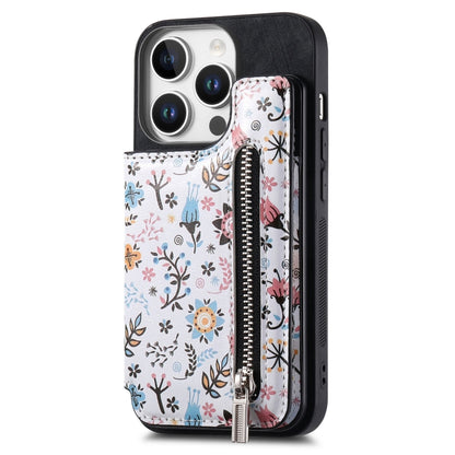 Retro Painted Zipper Wallet Back Phone Case, For iPhone 17e / 16e, For iPhone 16 Pro Max, For iPhone 16 Pro, For iPhone 16 Plus