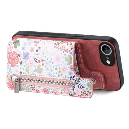 Retro Painted Zipper Wallet Back Phone Case, For iPhone 17e / 16e, For iPhone 16 Pro Max, For iPhone 16 Pro, For iPhone 16 Plus