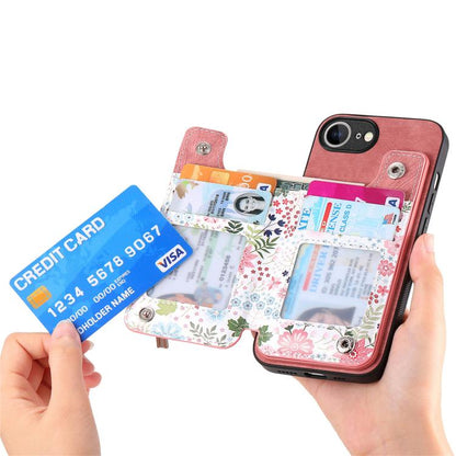 Retro Painted Zipper Wallet Back Phone Case, For iPhone 17e / 16e, For iPhone 16 Pro Max, For iPhone 16 Pro, For iPhone 16 Plus