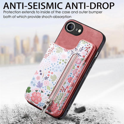 Retro Painted Zipper Wallet Back Phone Case, For iPhone 17e / 16e, For iPhone 16 Pro Max, For iPhone 16 Pro, For iPhone 16 Plus