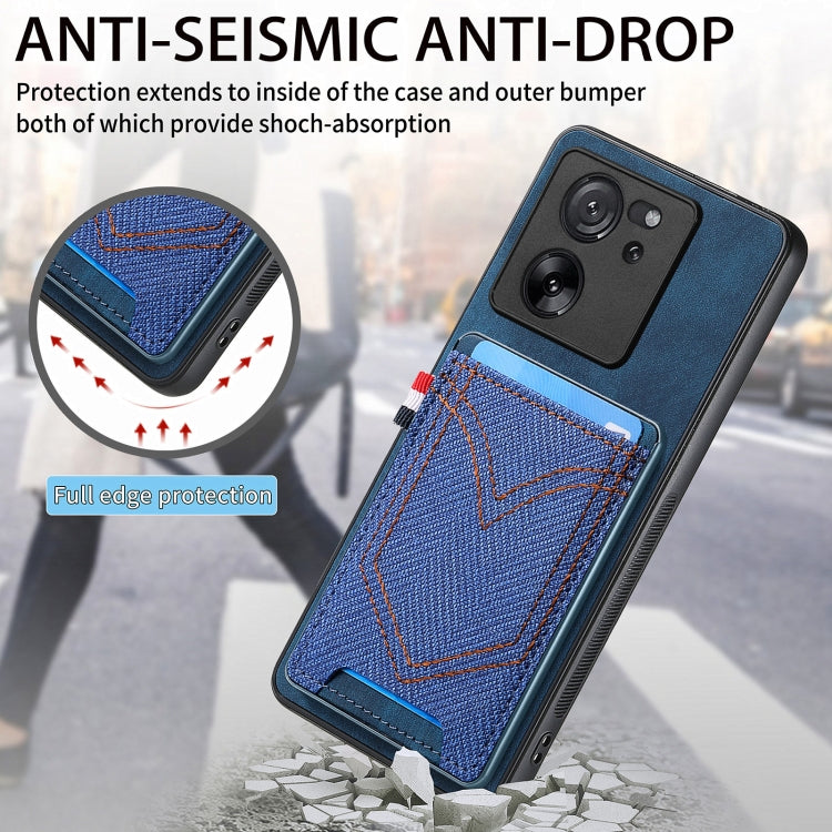 Denim Texture Leather Skin Phone Case with Card Slot, For Xiaomi 13T / 13T Pro
