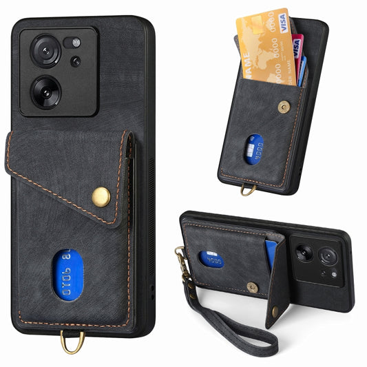 Retro Card Wallet Fold Leather Phone Case with Strap, Series 1