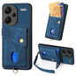 Retro Card Wallet Fold Leather Phone Case with Strap