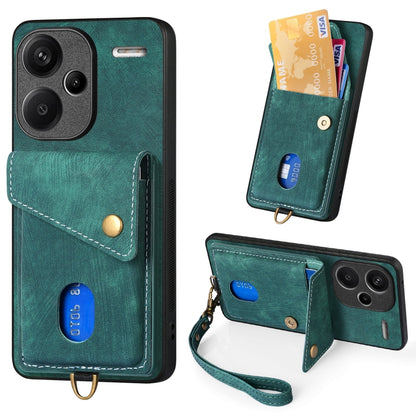 Retro Card Wallet Fold Leather Phone Case with Strap