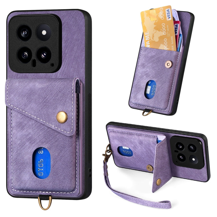 Retro Card Wallet Fold Leather Phone Case with Strap