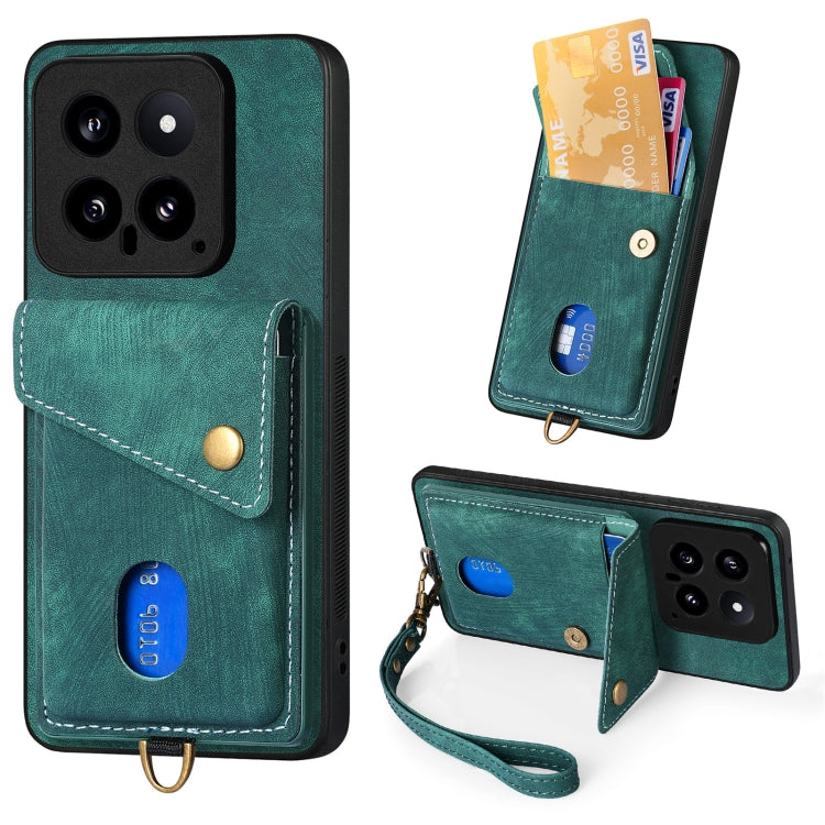Retro Card Wallet Fold Leather Phone Case with Strap