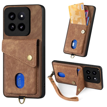 Retro Card Wallet Fold Leather Phone Case with Strap