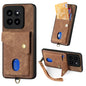 Retro Card Wallet Fold Leather Phone Case with Strap