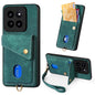Retro Card Wallet Fold Leather Phone Case with Strap