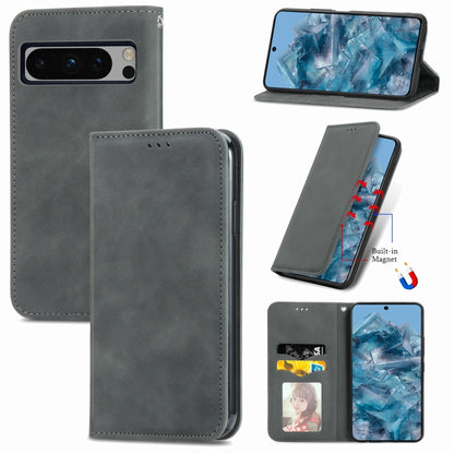 Retro Skin Feel Magnetic Horizontal Flip Leather Phone Case