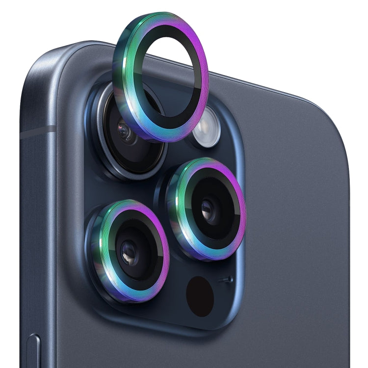 NORTHJO Camera Lens Protector Tempered Glass CD Vein Metal Ring Film, For iPhone 15 Pro / 15 Pro Max