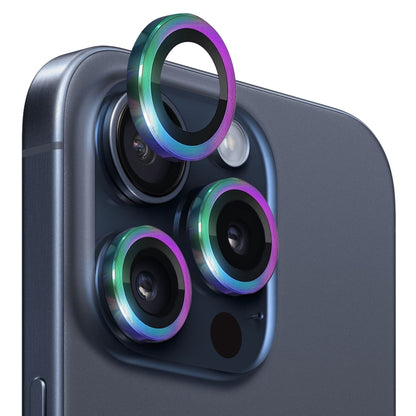 NORTHJO Camera Lens Protector Tempered Glass CD Vein Metal Ring Film, For iPhone 15 Pro / 15 Pro Max