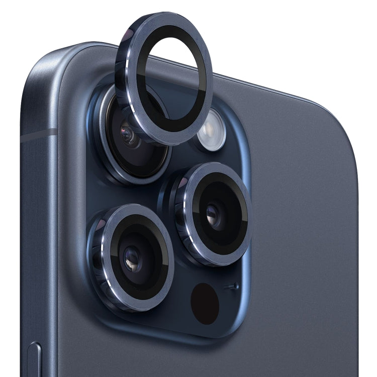 NORTHJO Camera Lens Protector Tempered Glass CD Vein Metal Ring Film, For iPhone 15 Pro / 15 Pro Max