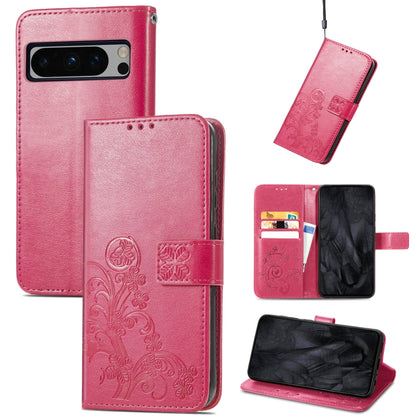 Four-leaf Clasp Embossed Buckle Leather Phone Case, For Google Pixel 9 Pro XL, For Google Pixel 9, For Google Pixel 8a, For Google Pixel 8 Pro