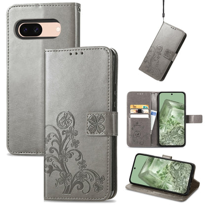 Four-leaf Clasp Embossed Buckle Leather Phone Case, For Google Pixel 9 Pro XL, For Google Pixel 9, For Google Pixel 8a, For Google Pixel 8 Pro