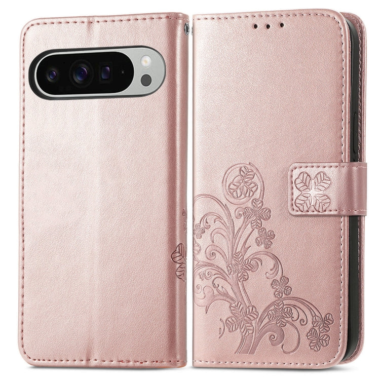 Four-leaf Clasp Embossed Buckle Leather Phone Case, For Google Pixel 9 Pro XL, For Google Pixel 9, For Google Pixel 8a, For Google Pixel 8 Pro
