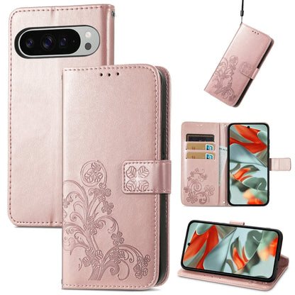Four-leaf Clasp Embossed Buckle Leather Phone Case, For Google Pixel 9 Pro XL, For Google Pixel 9, For Google Pixel 8a, For Google Pixel 8 Pro