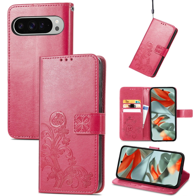 Four-leaf Clasp Embossed Buckle Leather Phone Case, For Google Pixel 9 Pro XL, For Google Pixel 9, For Google Pixel 8a, For Google Pixel 8 Pro