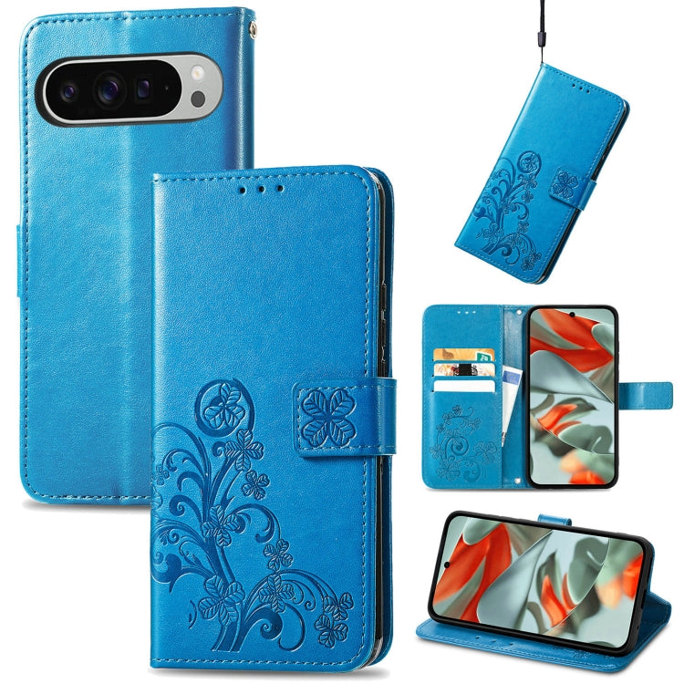 Four-leaf Clasp Embossed Buckle Leather Phone Case, For Google Pixel 9 Pro XL, For Google Pixel 9, For Google Pixel 8a, For Google Pixel 8 Pro