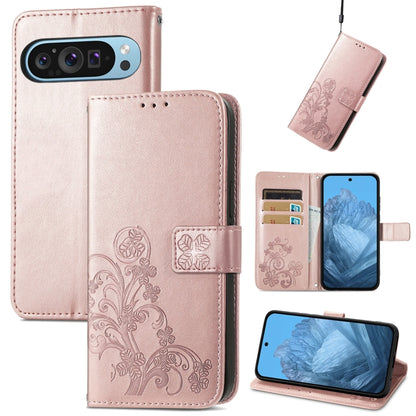 Four-leaf Clasp Embossed Buckle Leather Phone Case, For Google Pixel 9 Pro XL, For Google Pixel 9, For Google Pixel 8a, For Google Pixel 8 Pro